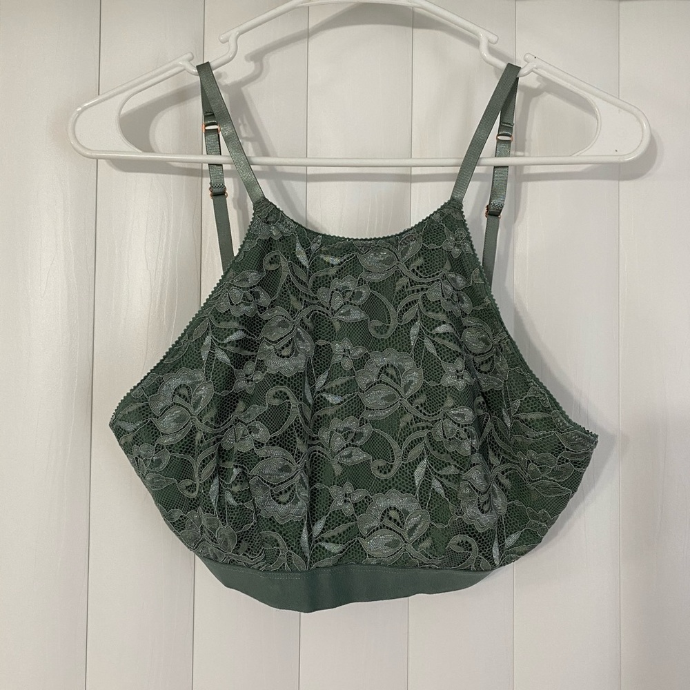 Olive Green Lace Crop Top